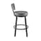 Armen Living Dalza Swivel Bar Stool in Black Finish with Gray Faux Leather 840254333550 - alternate 2